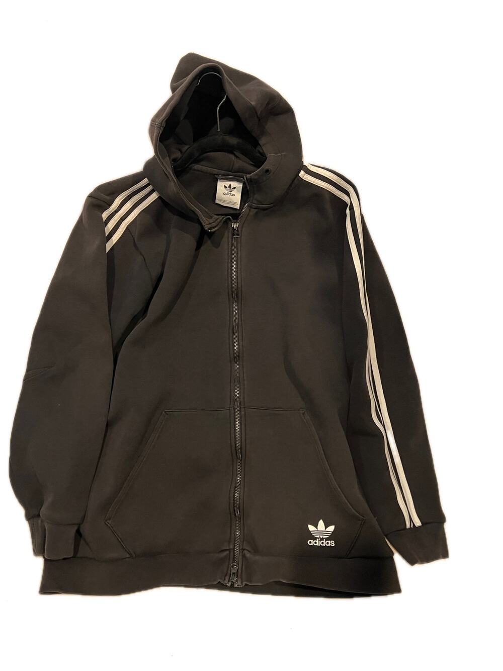 Adidas Zip Up Sweatshirt Hoodie Black Mens Large